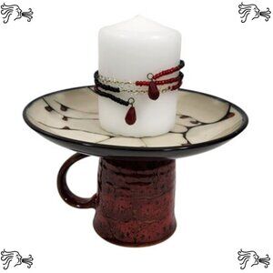 Upcycled Coffee Mug Candle Holder, Jewelry Tray, Sponge Soap Dish, Bracelet Red